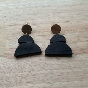 Vintage handmade metal and wood earrings eclectic boho. See all photos